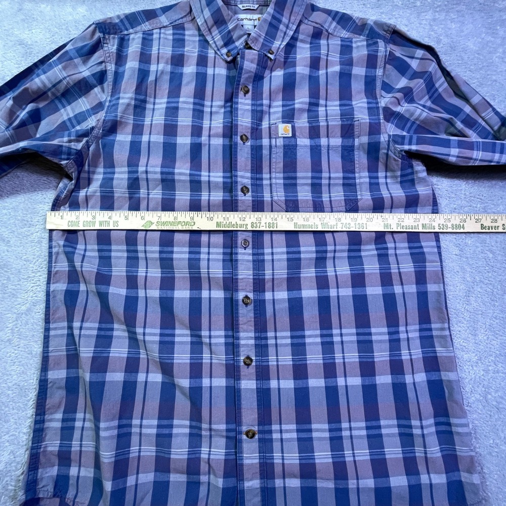 Carhartt Men's Relaxed Fit Tall Long Sleeve Plaid Button Up Shirt‎ L - Picture 4 of 14